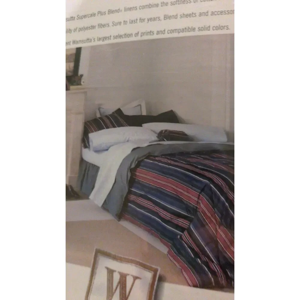 Wamsutta Supercale Plus King Flat Sheet NIP The Clubhouse Collection Striped VTG